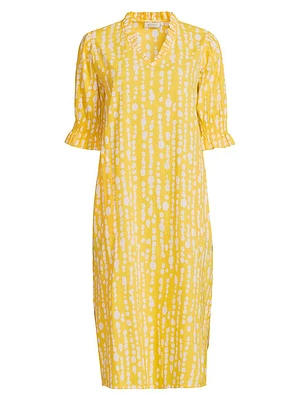 Nydela Dot-Printed Seersucker Midi-Dress