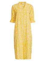 Nydela Dot-Printed Seersucker Midi-Dress