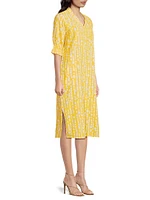 Nydela Dot-Printed Seersucker Midi-Dress