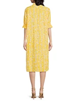 Nydela Dot-Printed Seersucker Midi-Dress