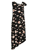 Okta Asymmetric Floral Jersey Dress