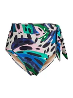 Palm Print Side-Tie Bikini Bottom