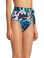 Palm Print Side-Tie Bikini Bottom