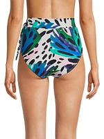 Palm Print Side-Tie Bikini Bottom