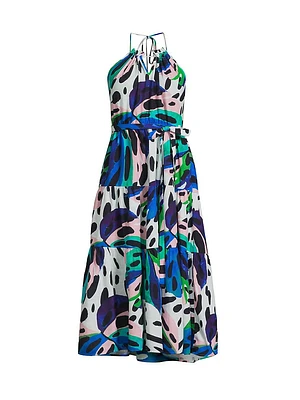 Abbie Abstract Cotton Halter Dress