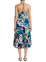 Abbie Abstract Cotton Halter Dress