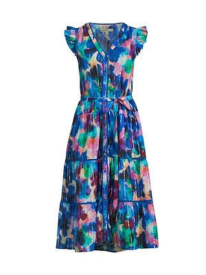 Emily Floral Cotton Tie-Waist Shirtdress