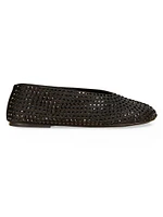 Marcy Crystal-Embellished Leather Flats