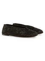 Marcy Crystal-Embellished Leather Flats