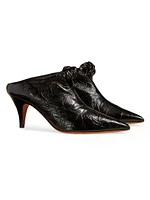 Rowan 75MM Knotted Leather Mule Pumps