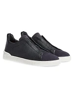 Leather and Suede Triple Stitch Sneakers