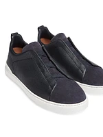 Leather and Suede Triple Stitch Sneakers