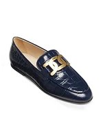 Croc-Embossed Leather Loafers