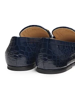 Croc-Embossed Leather Loafers