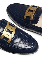 Croc-Embossed Leather Loafers