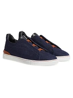 Cotton Denim Triple Stitch Sneakers