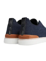 Cotton Denim Triple Stitch Sneakers