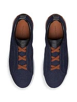 Cotton Denim Triple Stitch Sneakers