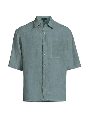 Linen Button-Front Shirt