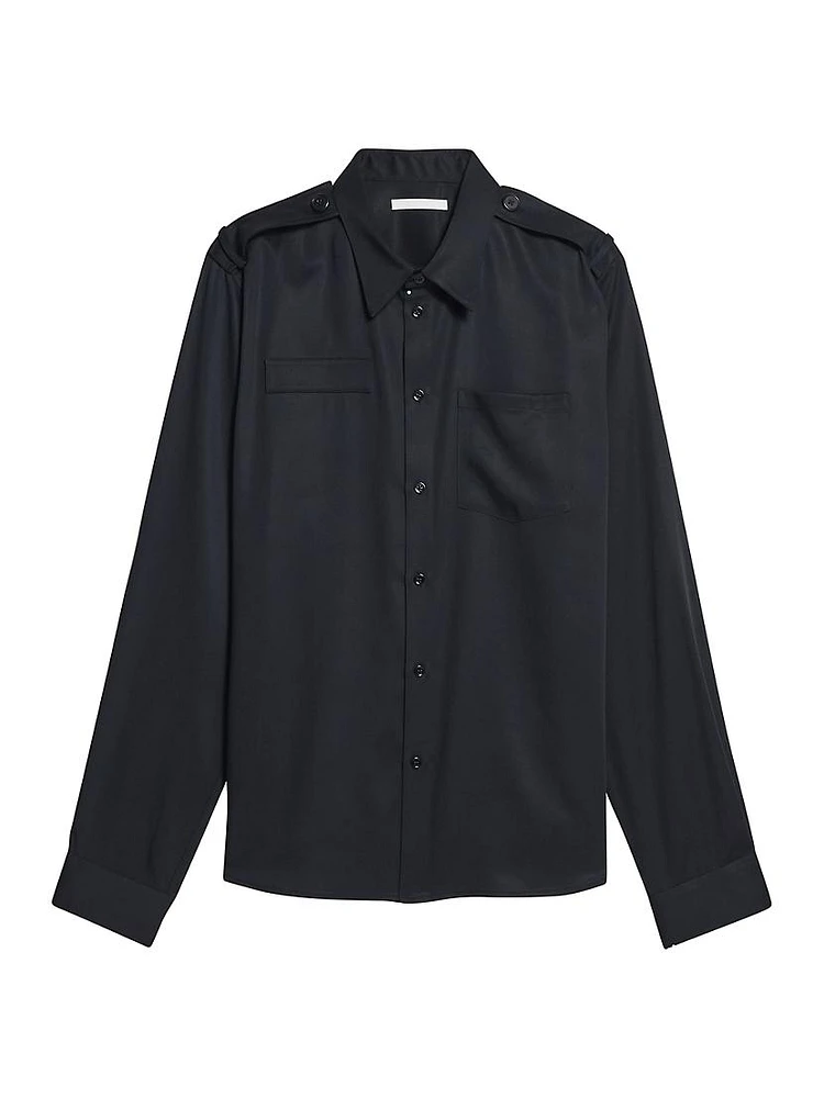 Epaulette Button-Front Shirt