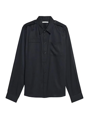 Epaulette Button-Front Shirt