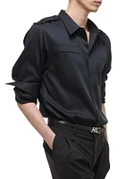 Epaulette Button-Front Shirt