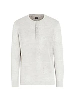 Long-Sleeve Linen Henley Shirt