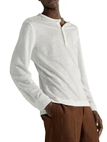 Long-Sleeve Linen Henley Shirt