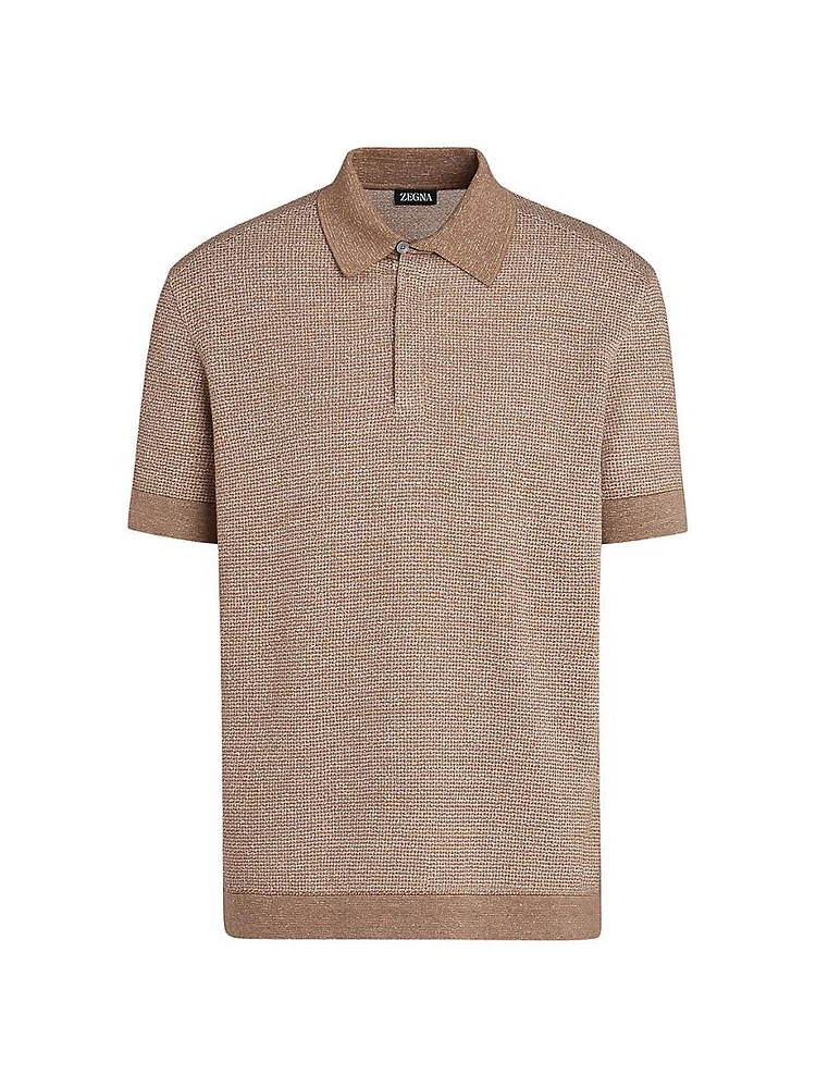 Cotton Linen and Silk Polo Shirt