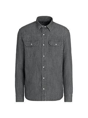 Bleached Cotton and Linen Denim Shirt