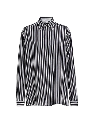 Striped Silk Boyfriend Shirt