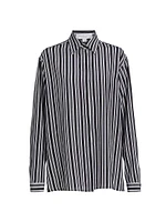 Striped Silk Boyfriend Shirt