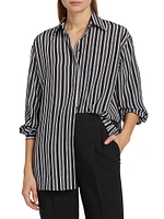 Striped Silk Boyfriend Shirt