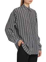 Striped Silk Boyfriend Shirt