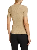 Metallic Rib-Knit T-Shirt