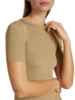 Metallic Rib-Knit T-Shirt