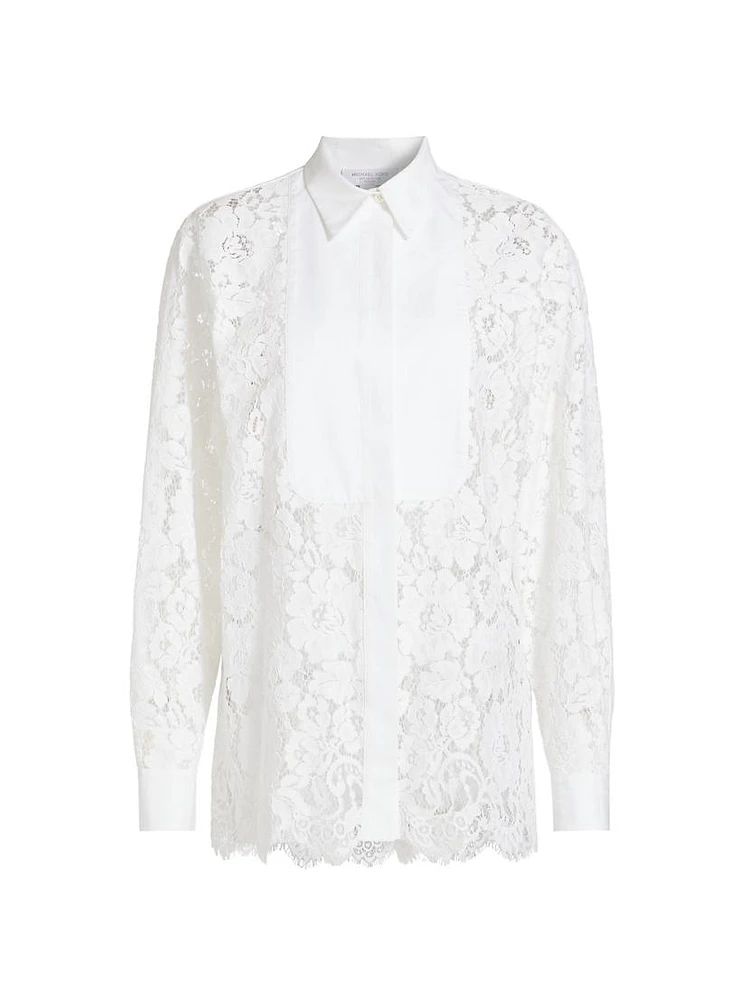 Floral Lace Tuxedo Shirt