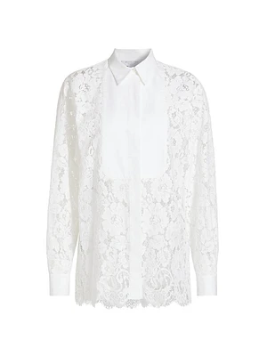 Floral Lace Tuxedo Shirt