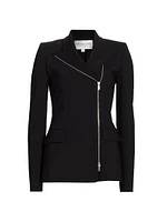 Wool-Blend Asymmetric Zip Jacket