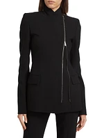 Wool-Blend Asymmetric Zip Jacket