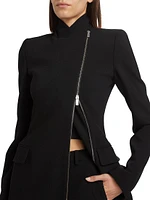 Wool-Blend Asymmetric Zip Jacket