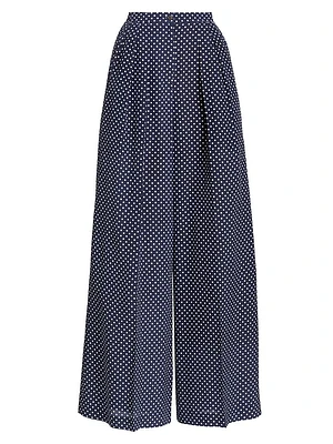 Polka Dot Silk Palazzo Pants