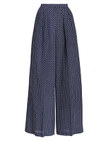 Polka Dot Silk Palazzo Pants