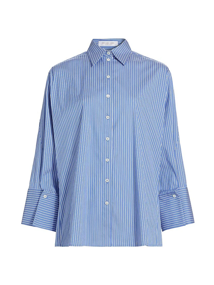 Pinstriped Cotton-Blend Oversized Shirt