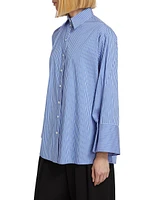 Pinstriped Cotton-Blend Oversized Shirt