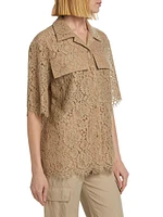 Lace Cotton-Blend Camp Shirt