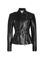 Leather Belted Moto Jacket