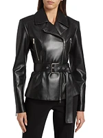 Leather Belted Moto Jacket