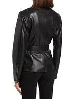 Leather Belted Moto Jacket