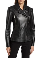 Leather Belted Moto Jacket